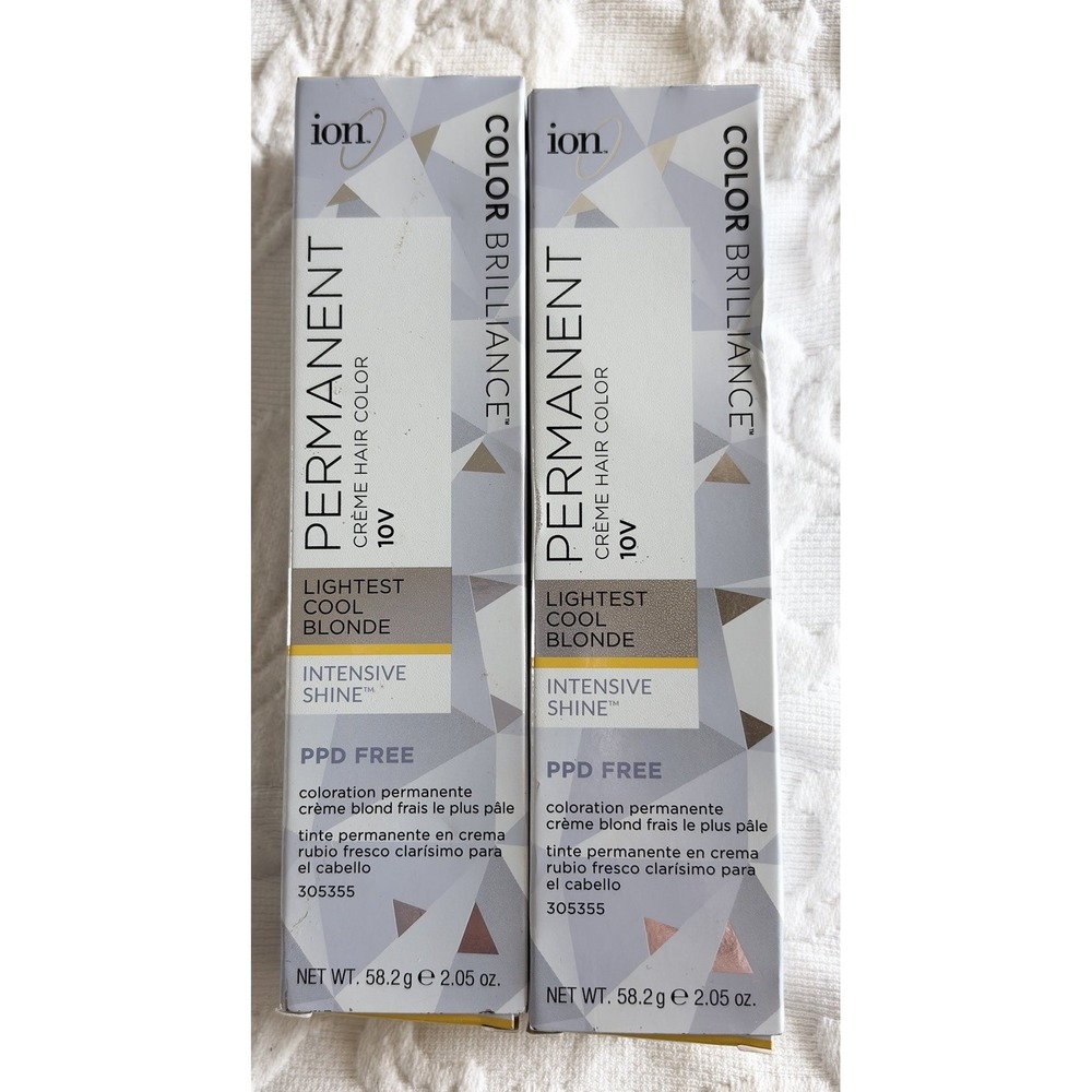Ion Color Brilliance 10V Lightest Cool Blonde Permanent Hair Color Lot of 2